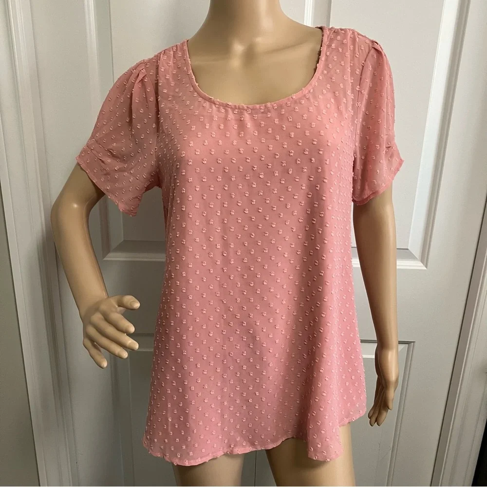 NWT | Ricki's | Pink textured blouse with integrated camisole - Picture 1 of 8